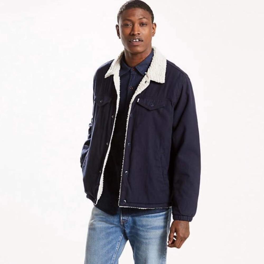Levi’s men’s Corduroy Sherpa Jacket in navy